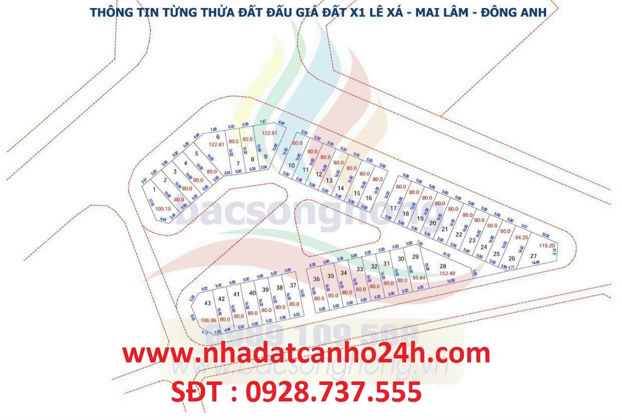 Sơ Đồ phân lô đất đấu giá X1 Lê Xá